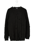 Family First Black X Xenia Distressed Knit Jumper UK L