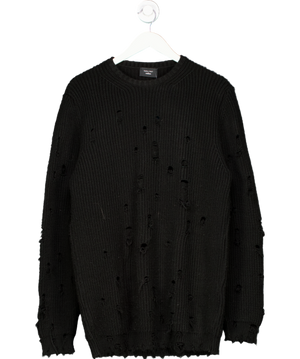 Family First Black X Xenia Distressed Knit Jumper UK L