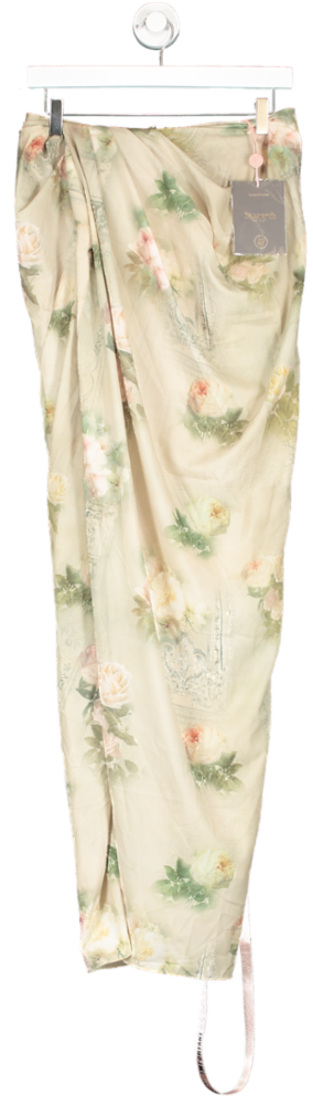 House of CB Green Vesper Vintage Floral Print Stretch Maxi Skirt UK M