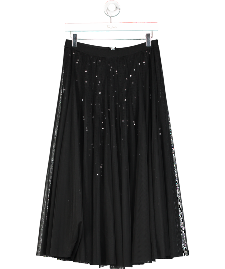 ELEVEN LOVES Black Sequin Detail Tulle Maxi Skirt UK S/M