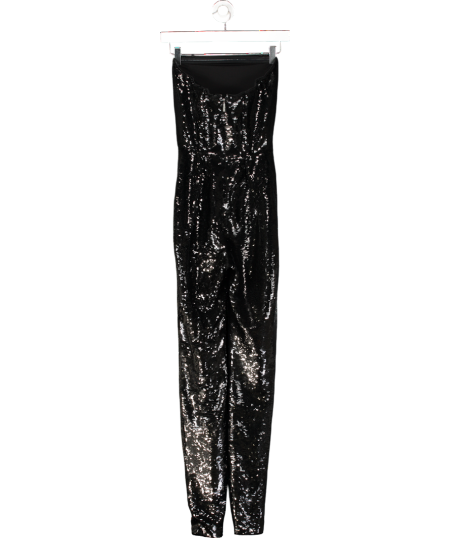 Michael Kors Black Sequined Strapless Jumpsuit UK XS