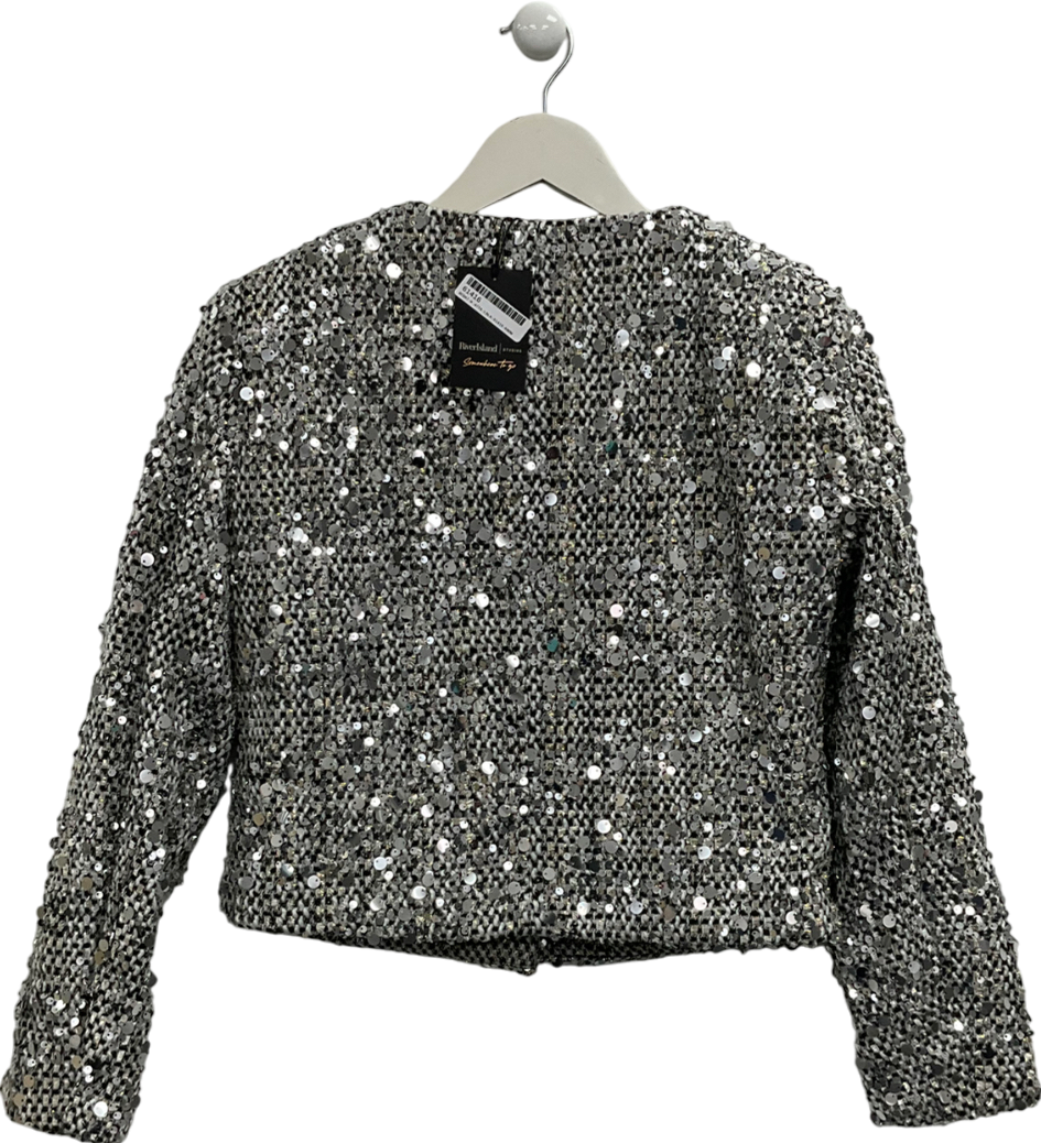 River Island Metallic Collarless Jacket UK 6
