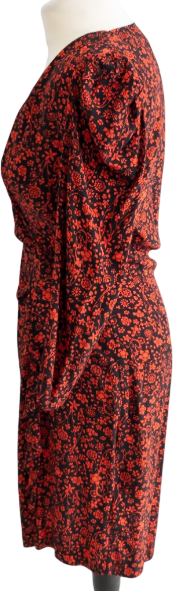 MAJE Red Rapita Wrap-effect Floral-print Crepe Mini Dress Fr40 UK 12