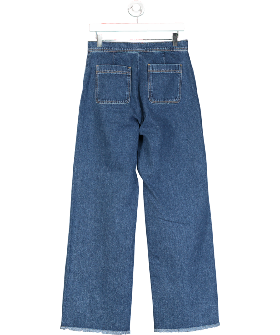 ELEVEN LOVES Blue Parker Pintuck Wide Leg Jeans UK 12