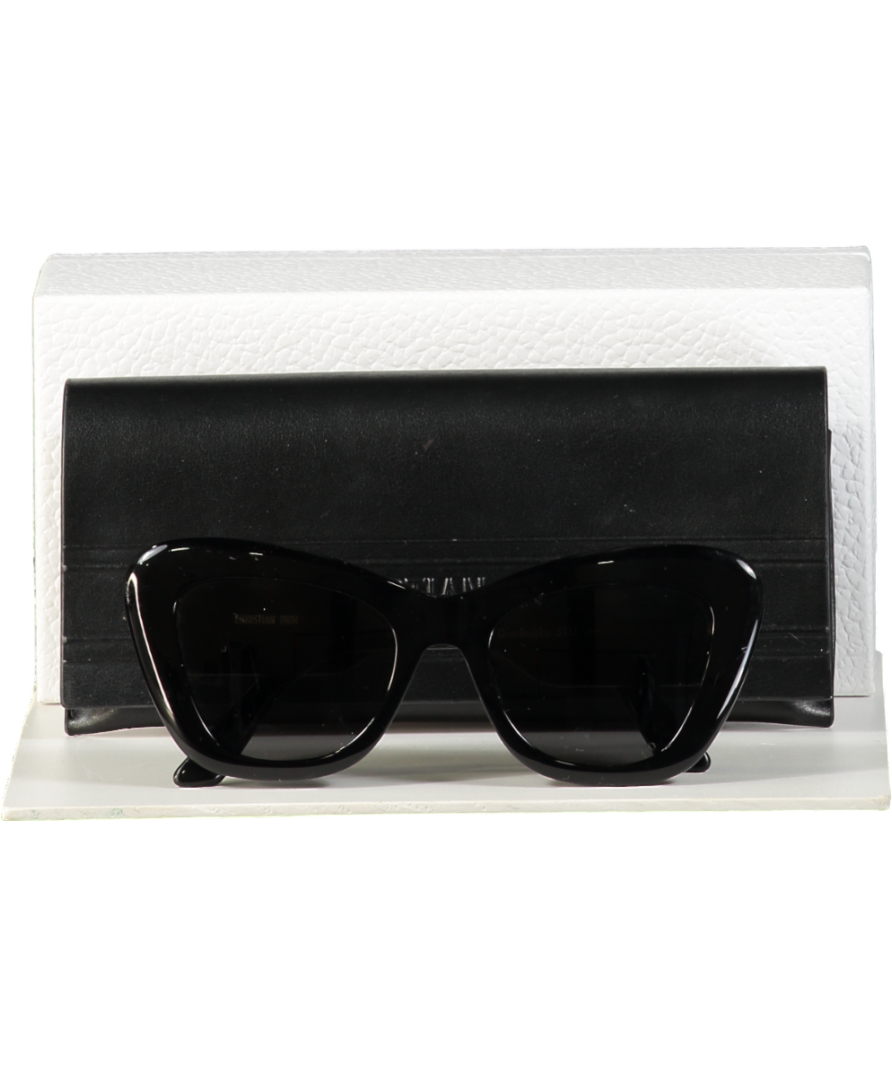 Dior Diorbobby Black / Gold B1u Cat-eye Logo Arm Sunglasses In Case And Box One Size