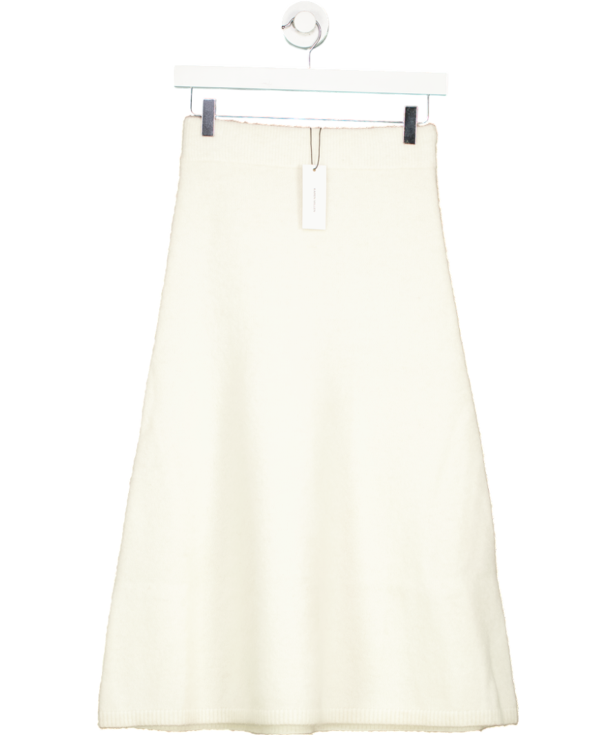 Karen Millen Cream Alpaca Wool Fluffy Full Knit Skirt UK XS