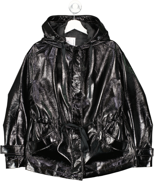 All Saints Black Kelsie Shine Hooded Jacket UK S