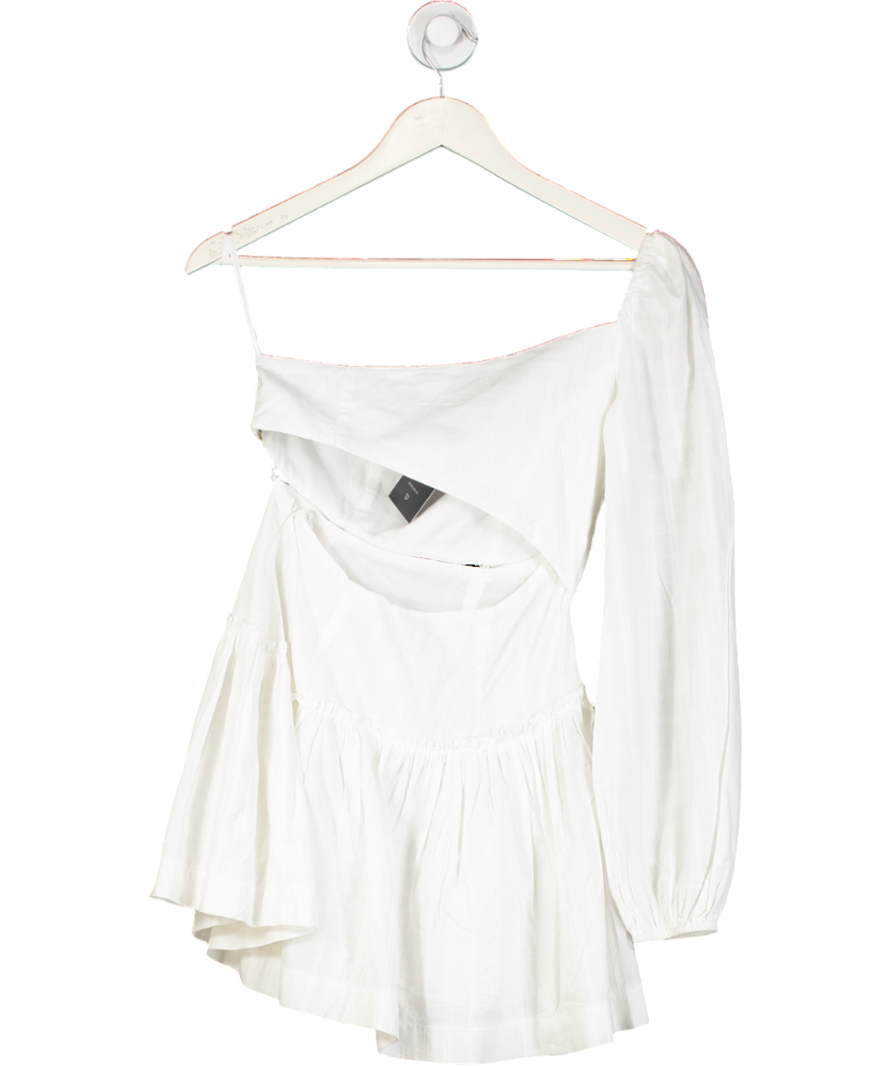 Seven Wonders White Assymmetric One Sleeved Cotton Mini Dress UK XS
