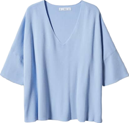 MANGO Blue Oversized Sweater With Three Quarter Sleeves BNWT UK XS