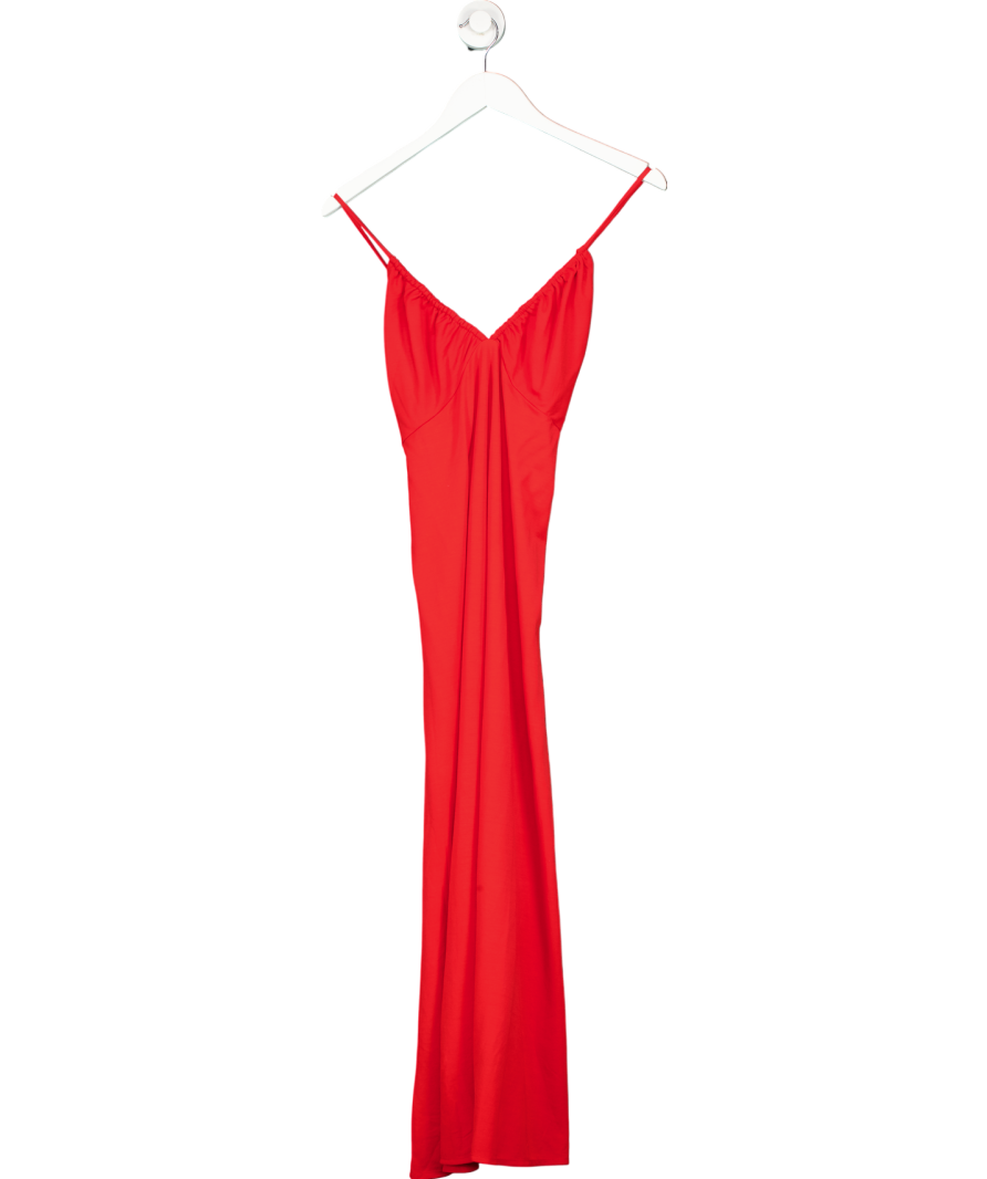 MANGO Red Ruched Midi Dress UK 10