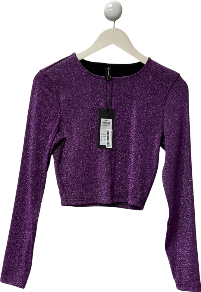 Only Purple Onlrich Glitter Top Black/açai Metal UK M