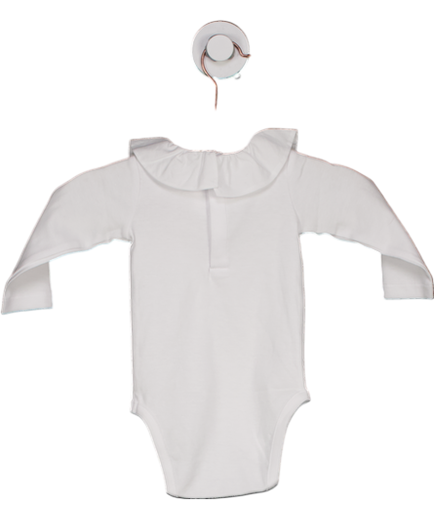 Jacadi Paris White Frill Collar "mon Joli Petit" Bodysuit 3-6 Months