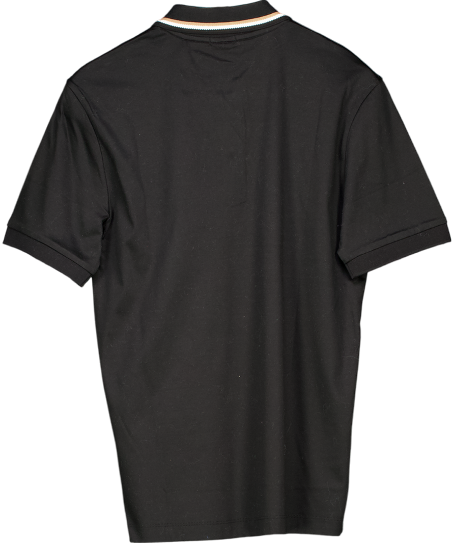 BOSS Black Slim-fit Polo Shirt In Cotton With Striped Collar UK S