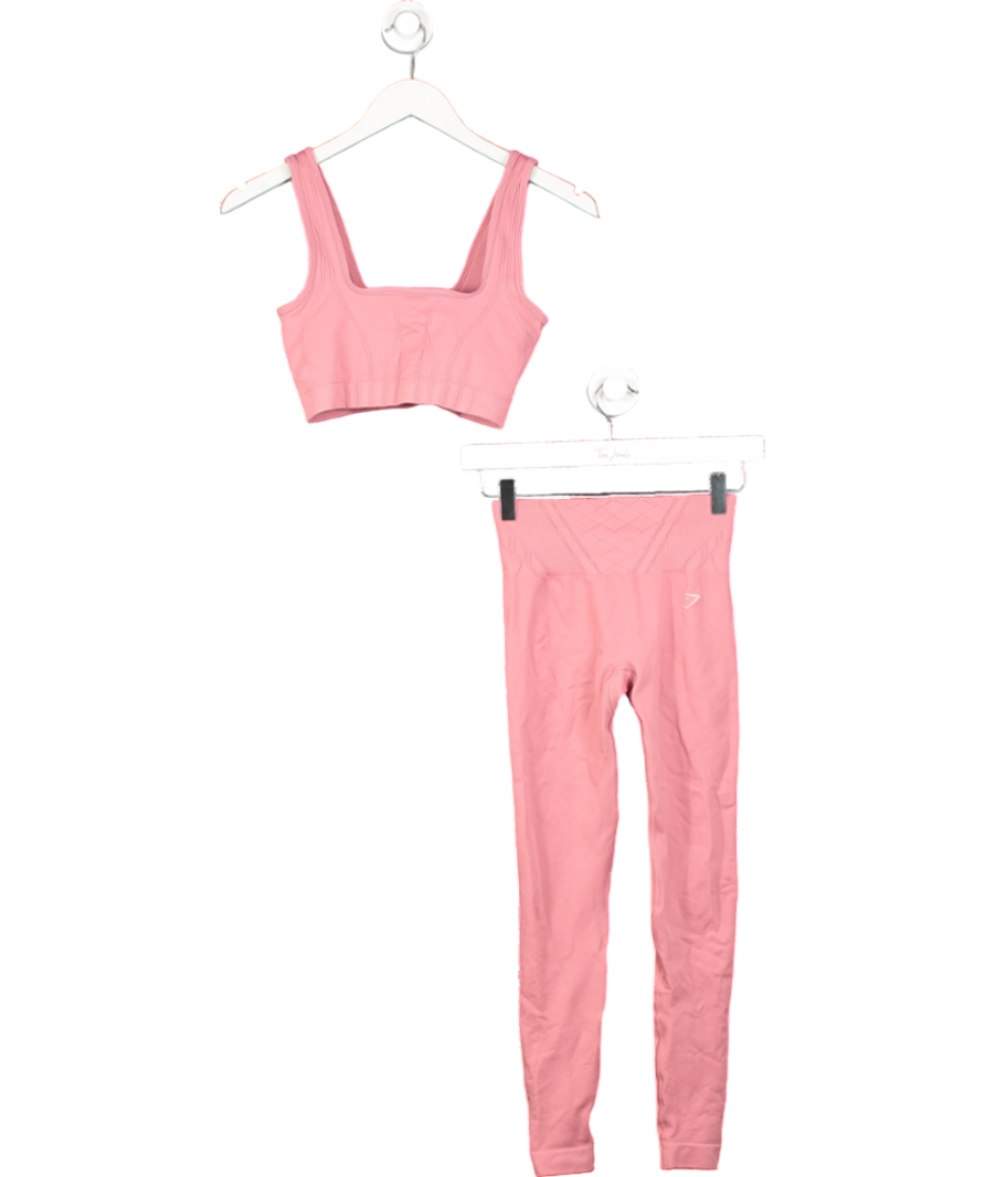 gymshark Pink 2-piece Crop Top And Activewear Leggings UK XS/S