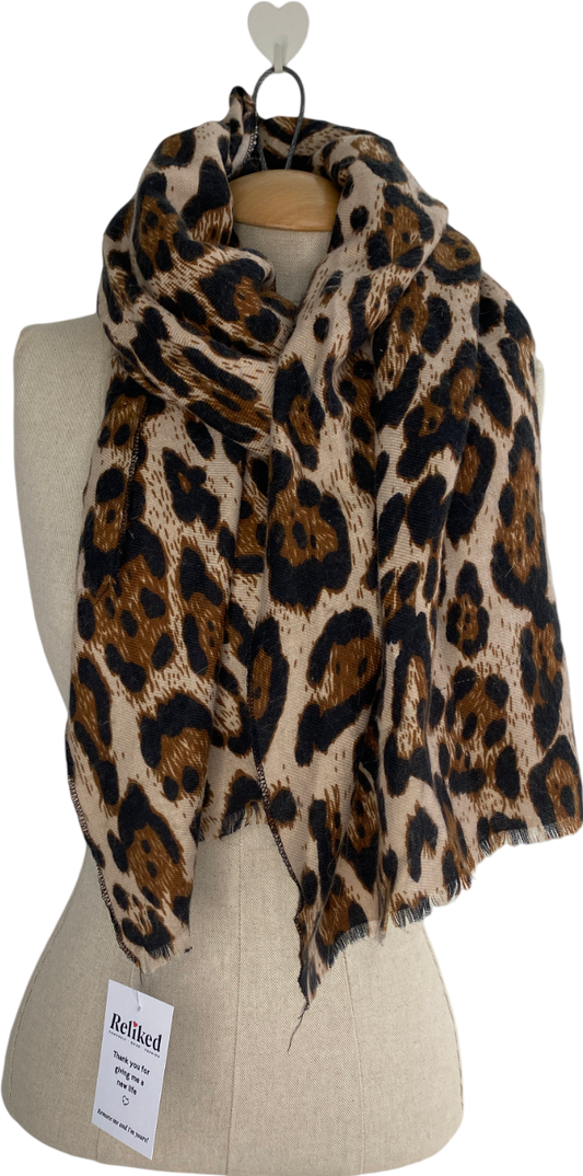 Brown Animal Print Scarf One Size