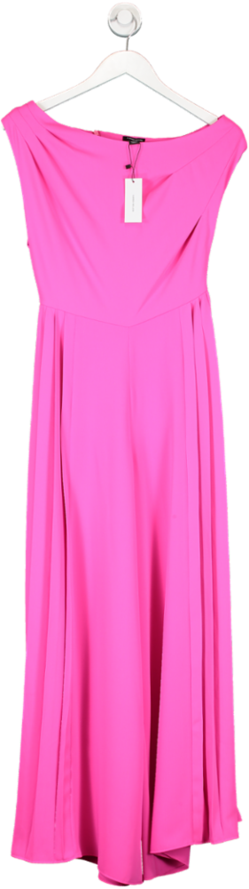 Karen Millen Pink Petite Soft Tailored Off Shoulder Pleat Detail Jumpsuit UK 8