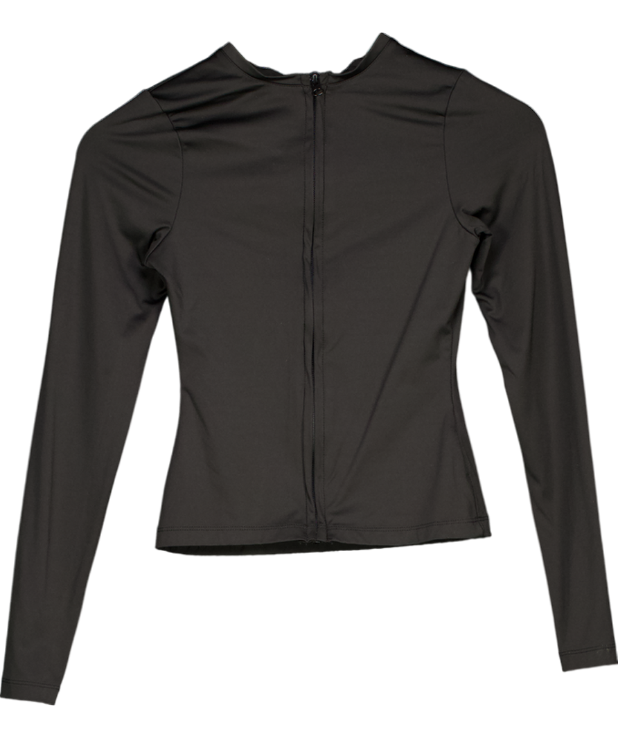 Lounge Underwear Black Essential Zip Up Top UK S