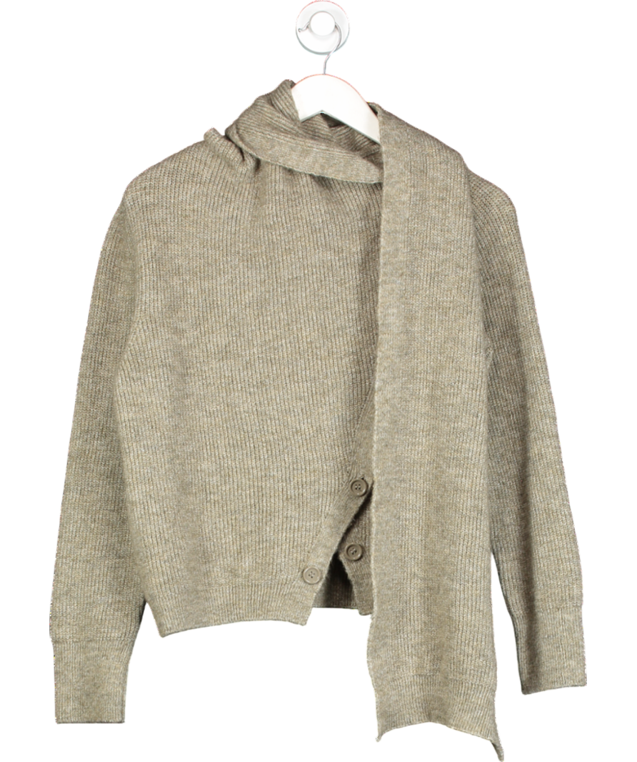 MANGO Beige Scarf Neck Sweater With Buttons UK S