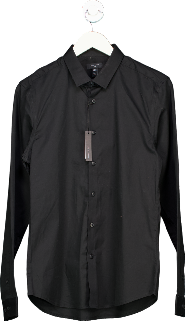 New Look Black Muscle Fit Shirt UK M