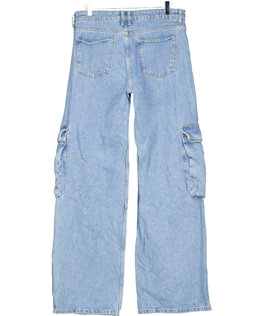 Bershka Blue Multi-pocket Cargo Jeans UK 8