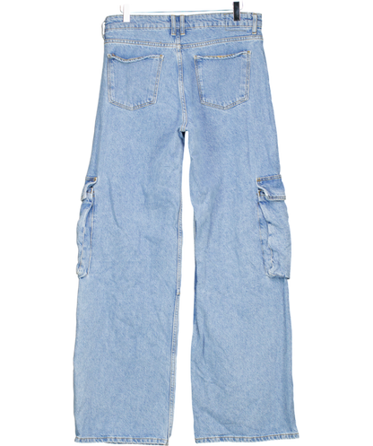 Bershka Blue Multi-pocket Cargo Jeans UK 8