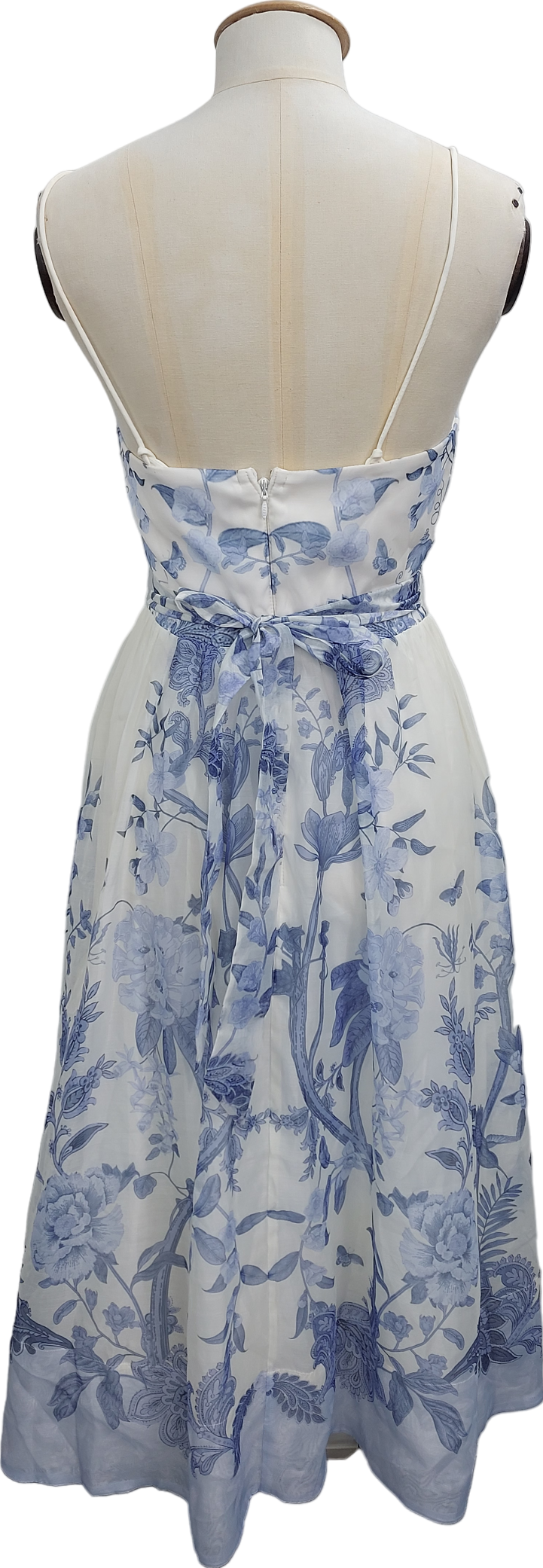 lipsy london Blue Floral Cami Strap Skater Midi Dress UK 8