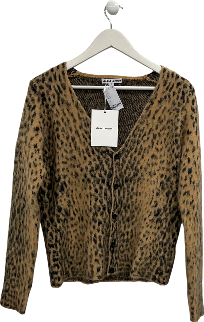 Jaded London Brown Leopard Chuck Brushed Cardigan UK S