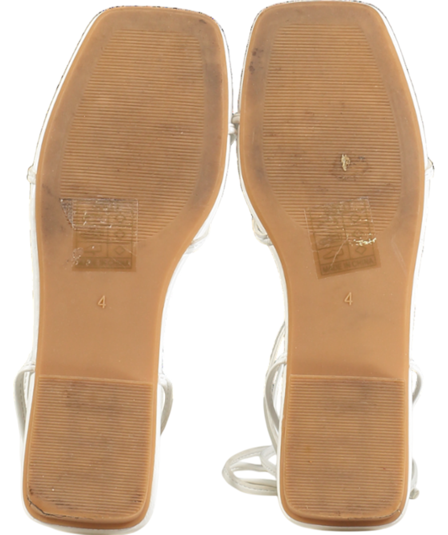 bebo White Dolli Tie Leg Flat Sandals UK 4 EU 37 👠