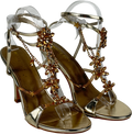 White Fox Metallic Chaya Embellished Wrap Heel Champagne UK 6 EU 39