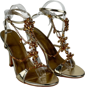White Fox Metallic Chaya Embellished Wrap Heel Champagne UK 6 EU 39