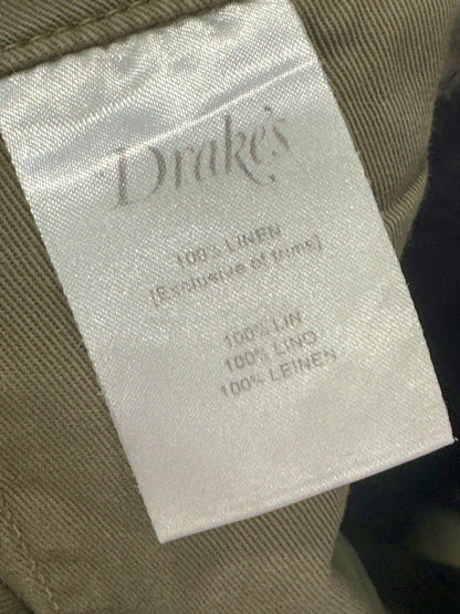 Drake's Olive Green Linen Shorts UK W30