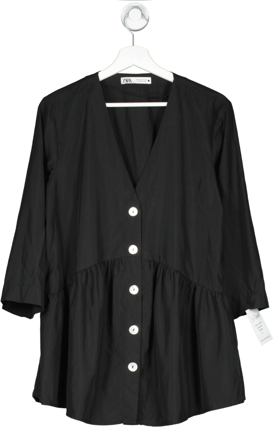 ZARA Black Button Front Mini Dress UK M