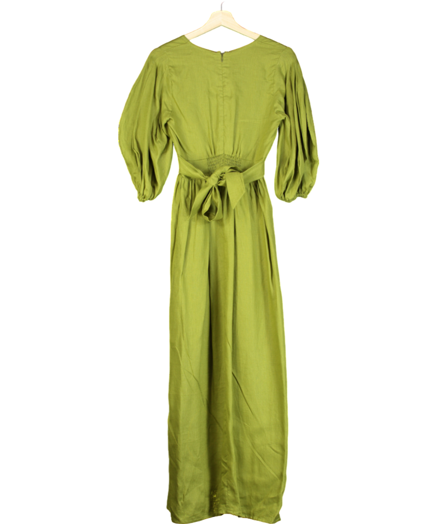 Faithful The Brand Green Clemente Linen Maxi Dress UK XS