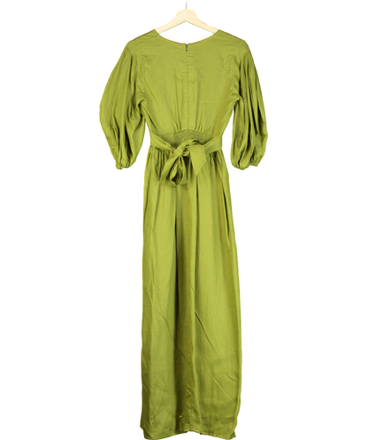 Faithful The Brand Green Clemente Linen Maxi Dress UK XS