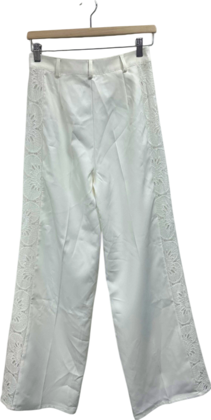 Nasty Gal White Lace Trim Trousers UK 10