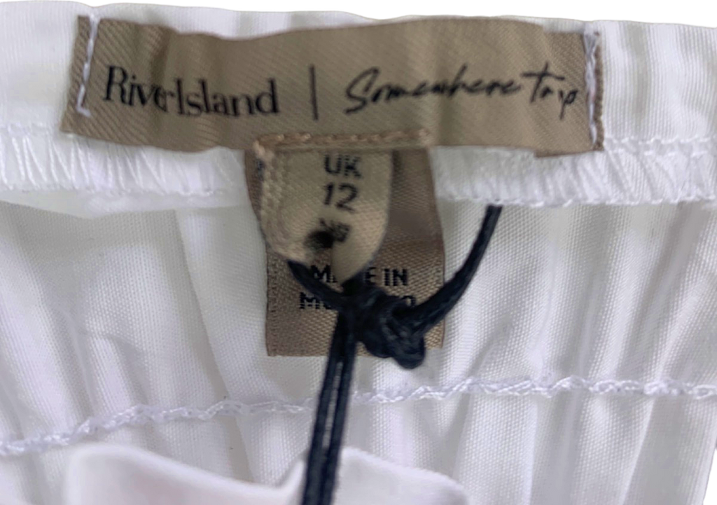 River Island White Smocked Midi Dress UK 12