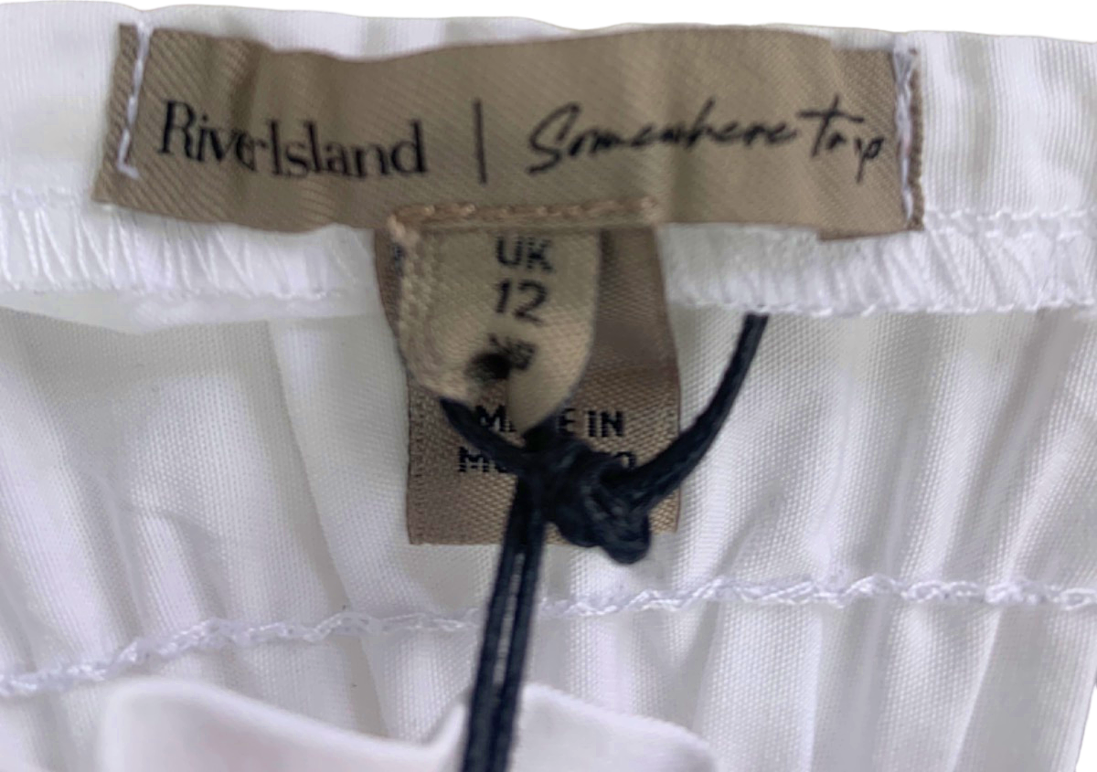 River Island White Smocked Midi Dress UK 12