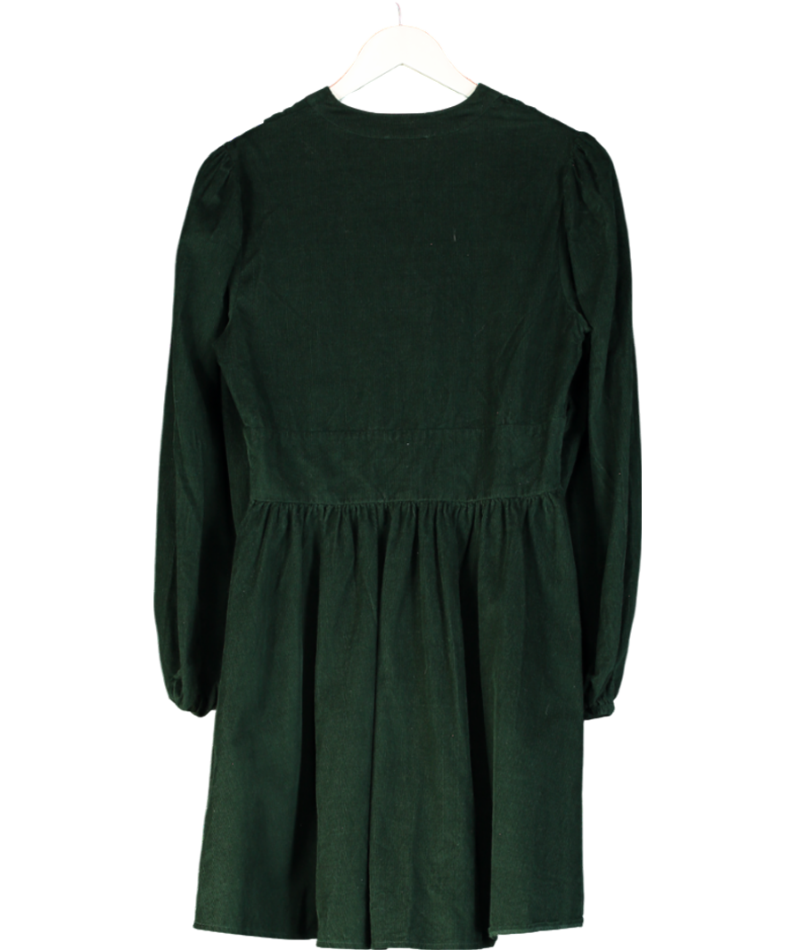 Nobody's Child Dark Green Cord Long Sleeve Starlight Mini Dress UK 10