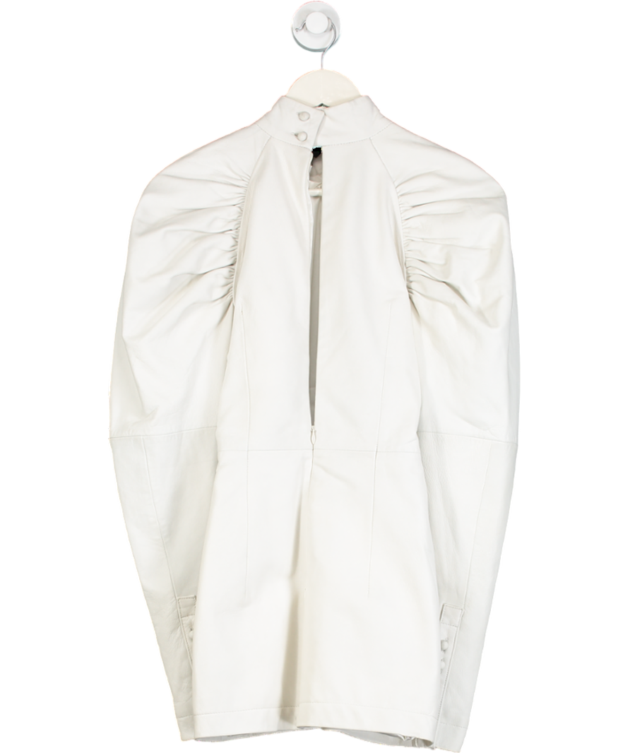 Rotate Birger Christensen Cream Kim Button Detailed Faux Leather Mini Dress UK 6