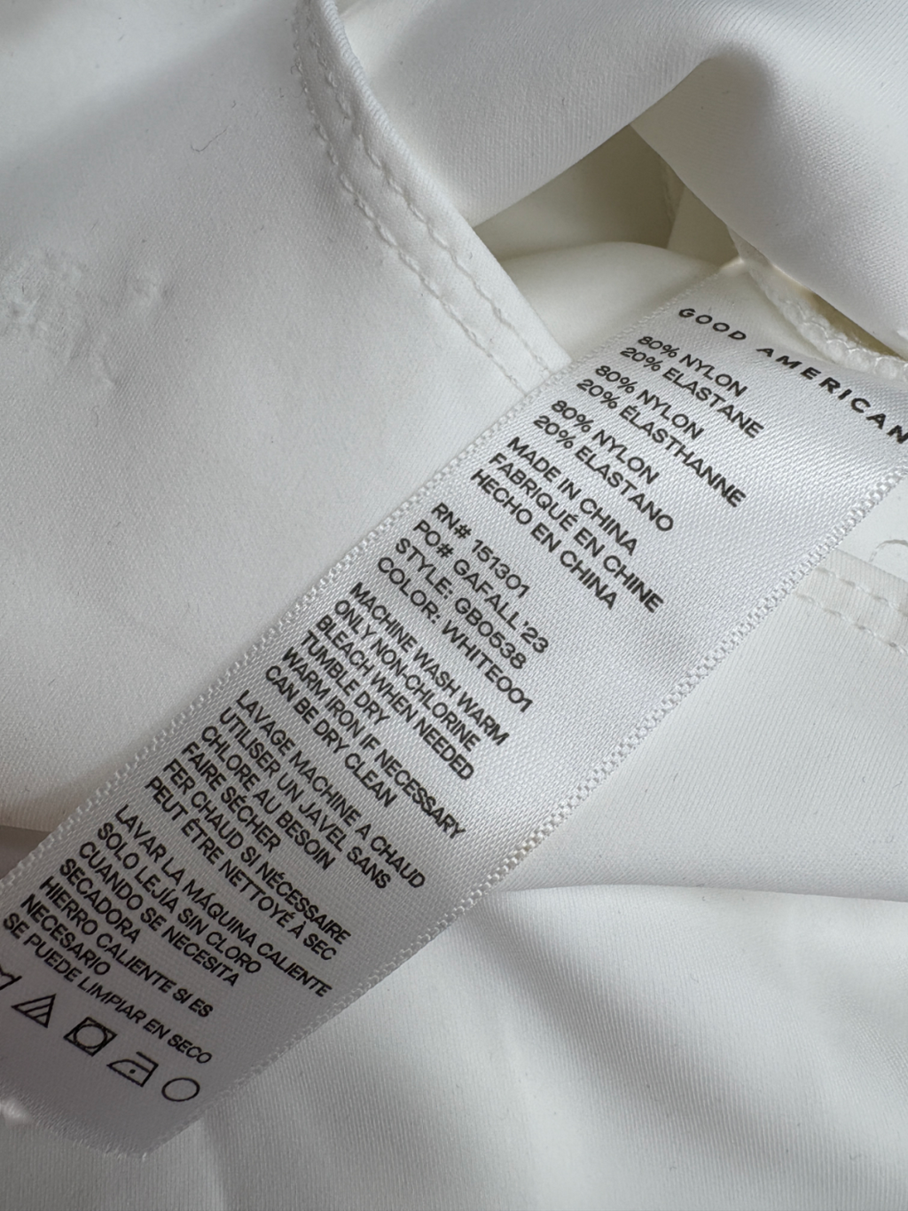 Good American White Scuba T-shirt Bodysuit UK M