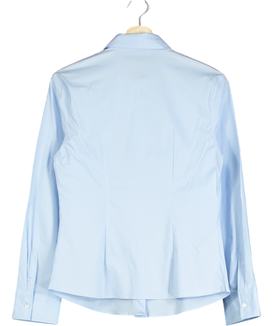 MANGO Blue Fitted Cotton Shirt UK S