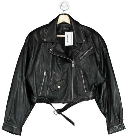 LAMARQUE Black Dylan Leather Biker Jacket UK M