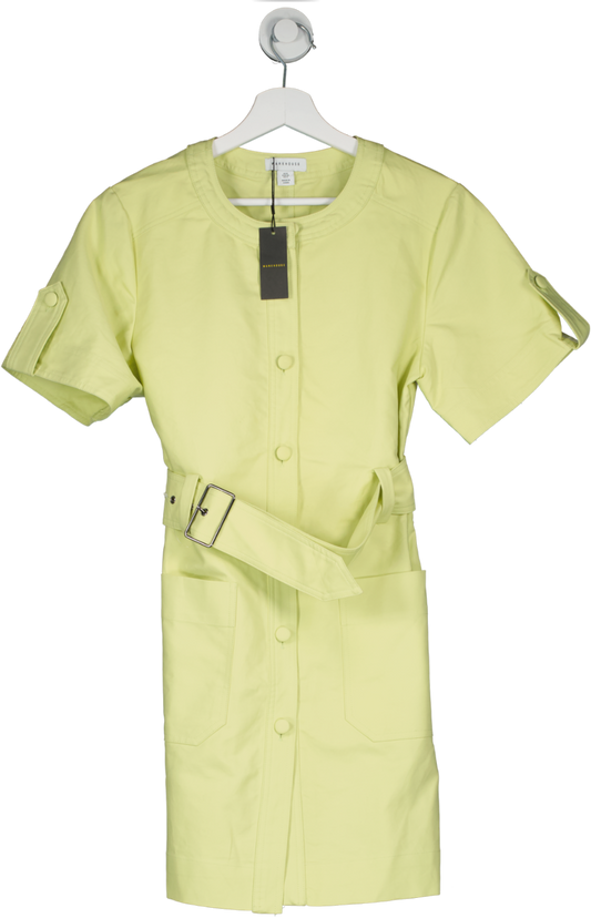Warehouse Green Mini Collarless Shirt Dress UK 8
