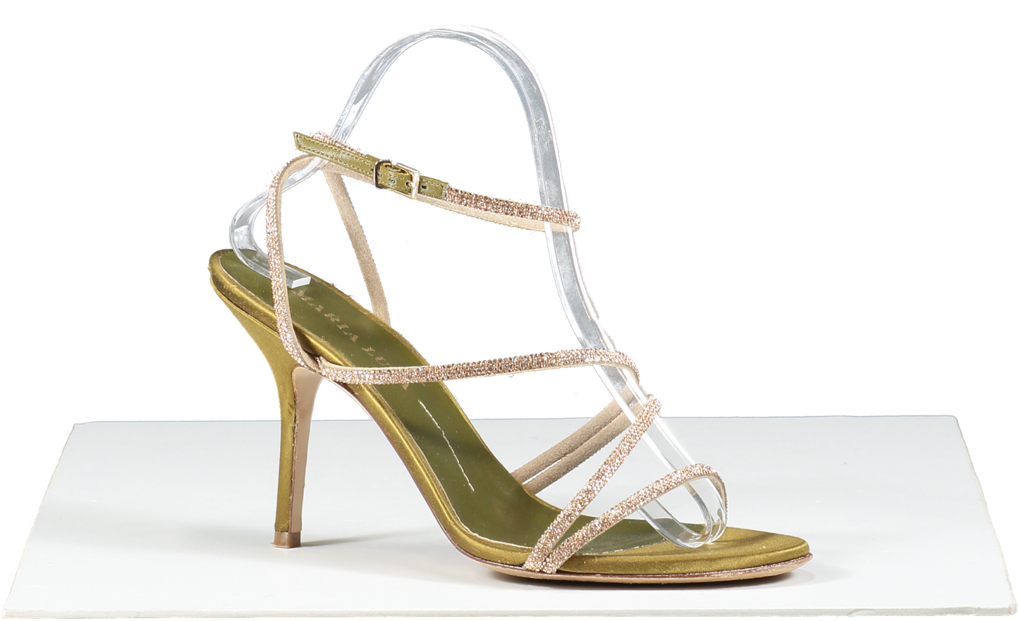 Maria Luca Green Curry Fannia Crystal Sandal UK 7 EU 40 👠