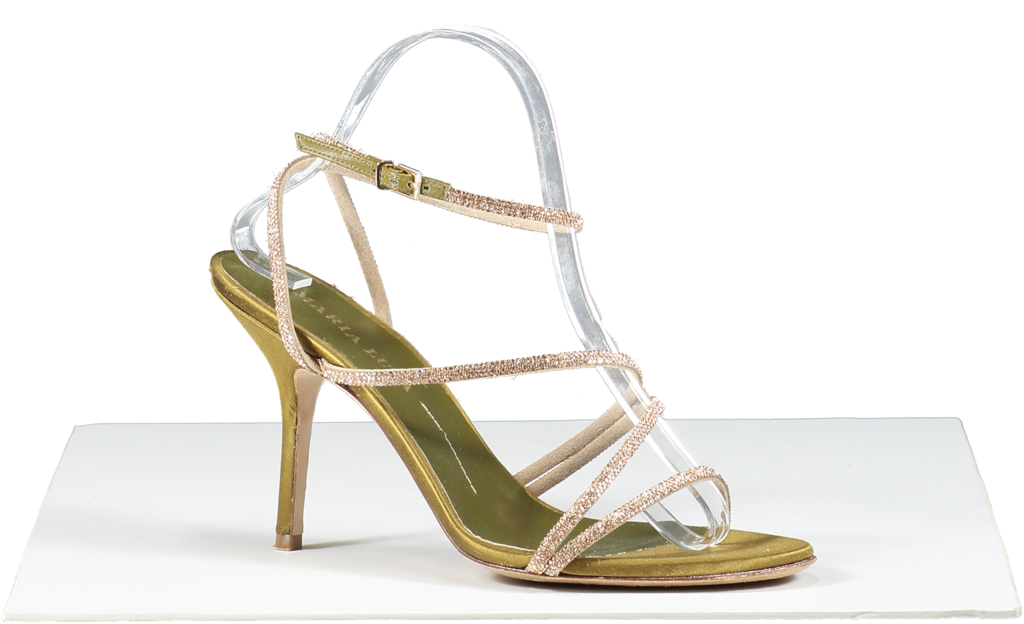 Maria Luca Green Curry Fannia Crystal Sandal UK 7 EU 40 👠