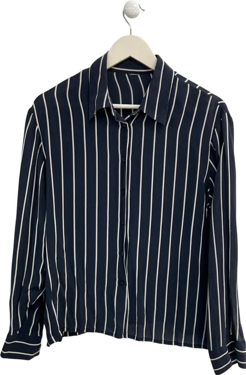 Blue Semi Sheer Striped Shirt UK S