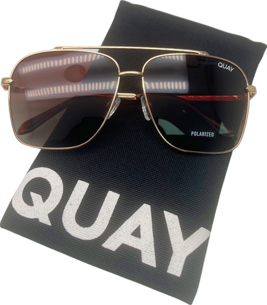 Quay Gold High Roller Polarised Sunglasses in Case