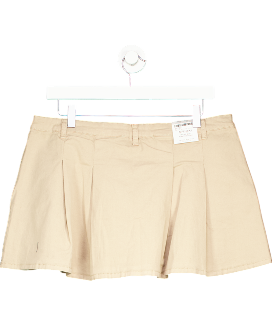 Cotton:On Beige Micro Mini Pleated Skirt UK 12