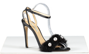 Neil J Rodgers Black Mink Fur And Pearl Detail Heels UK 5 EU 38