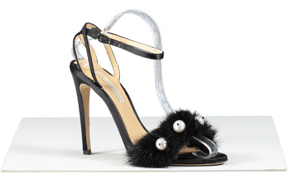 Neil J Rodgers Black Mink Fur And Pearl Detail Heels UK 5 EU 38 👠